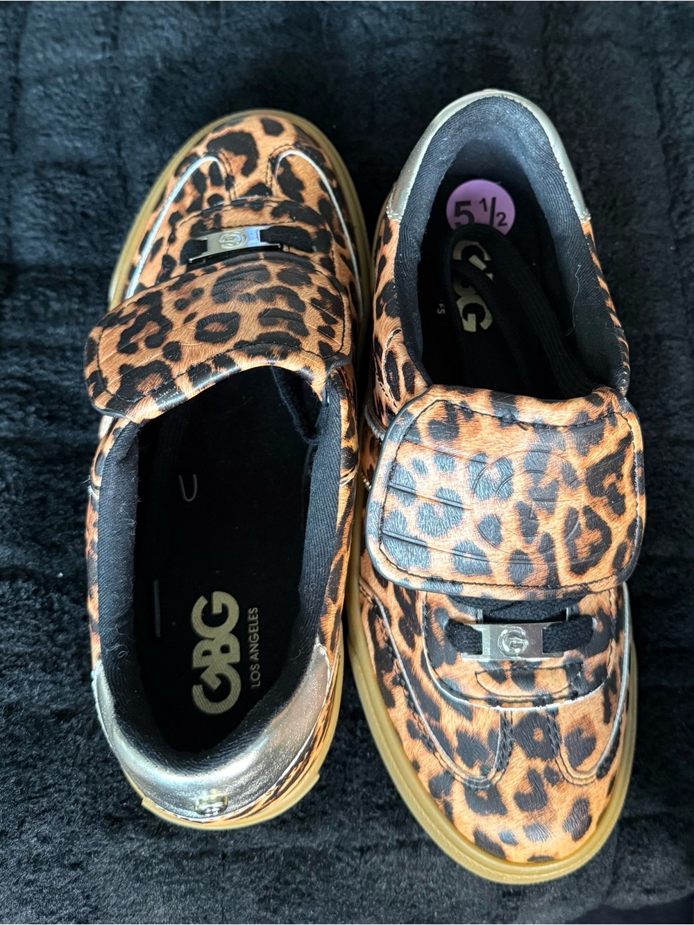 Kids Leopard Print Slip-On Shoes - Brown